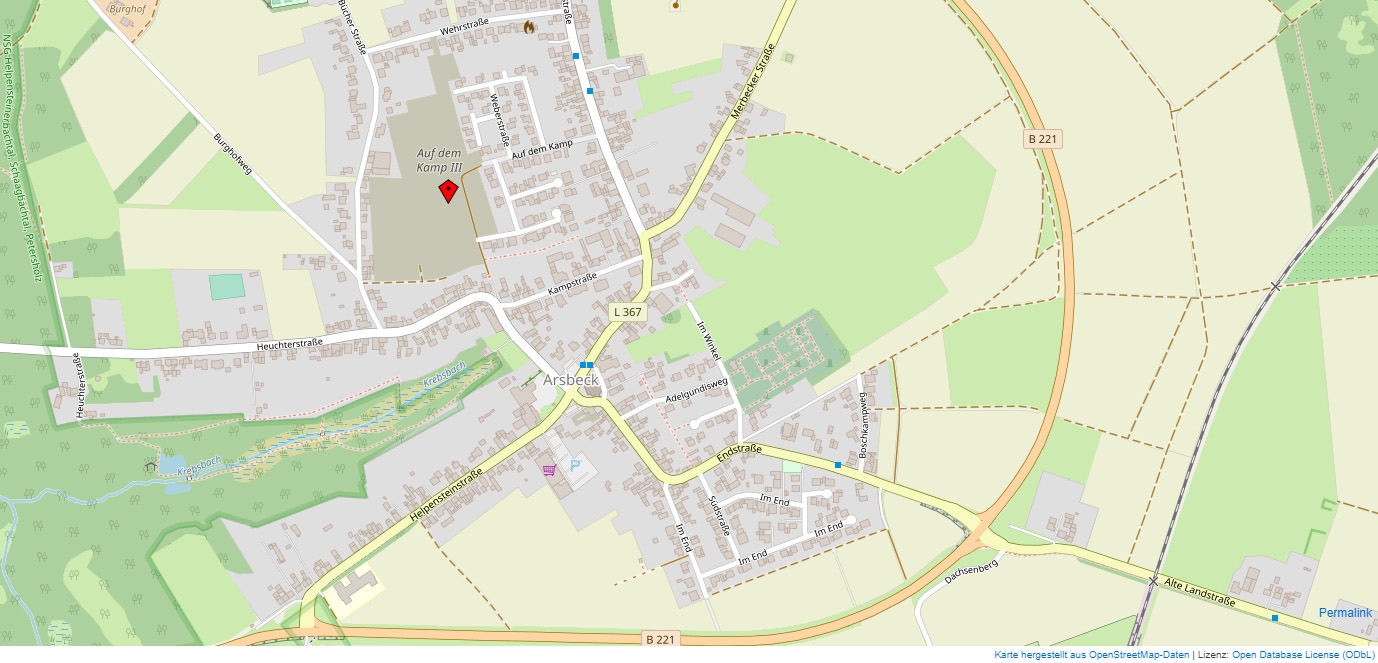 Karte Baugebiet auf dem Kamp